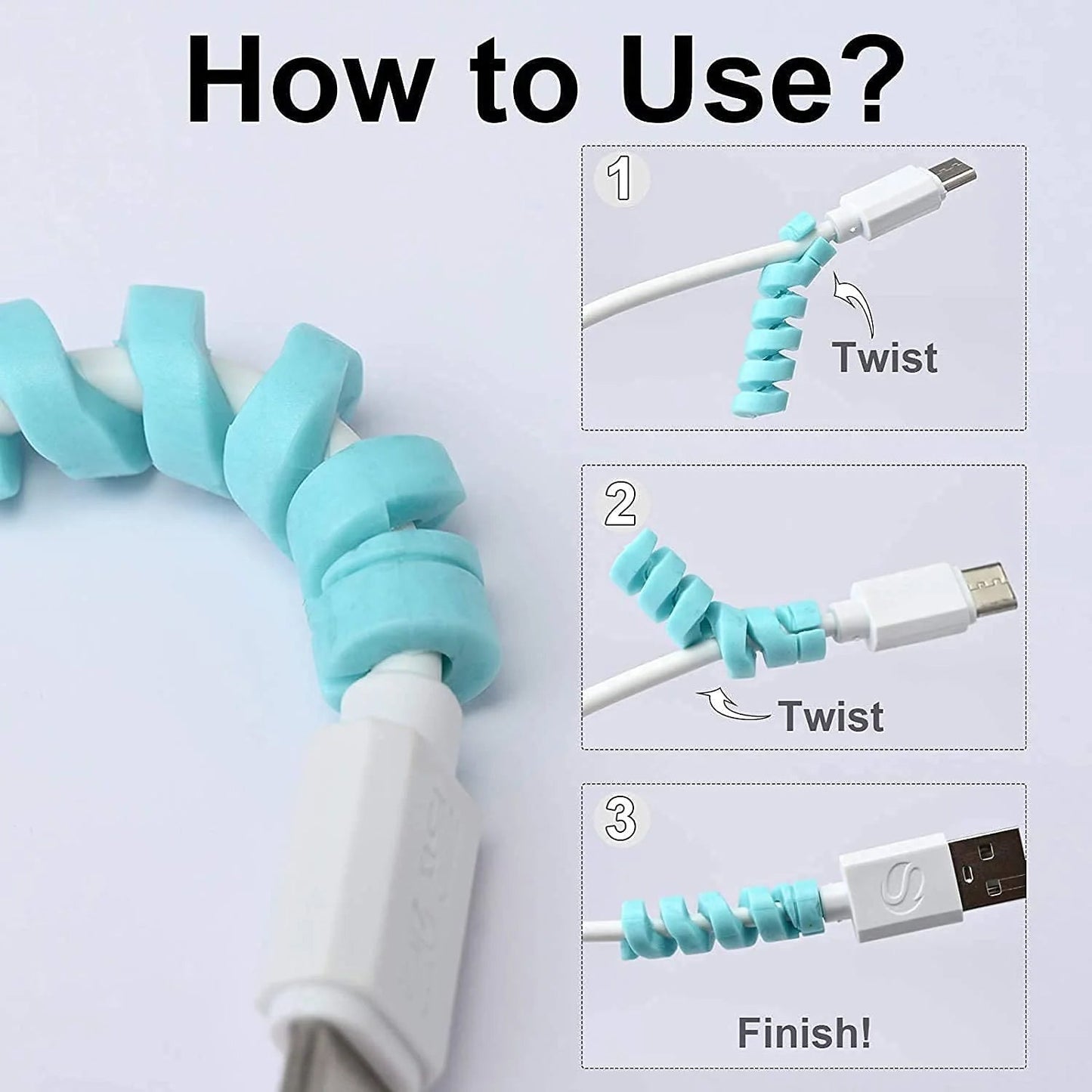 Spiral Charger Cable Protector Data Cable Saver Charging Cords Protective for All Universal Cable Cover (Pack of 10)