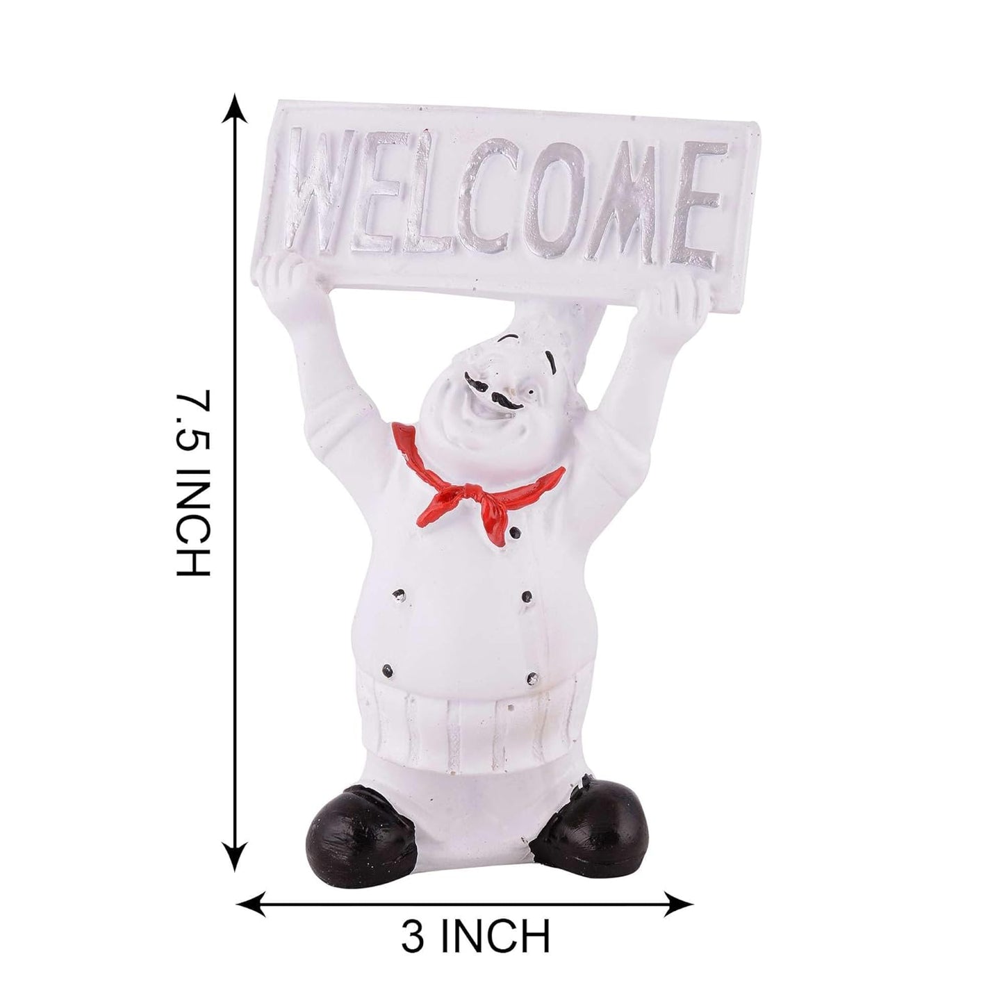 Resin showpiece Cute Chef Figurine Miniature Statue Ornaments Welcome Board Table Décor for Kitchen Decoration Items for Restaurant (Golden)