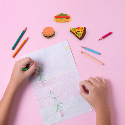 3D Food Fancy & Colorful Erasers – Cute Novelty Eraser Set for Kids & School Prize (1 Set / Mix Design & Color)