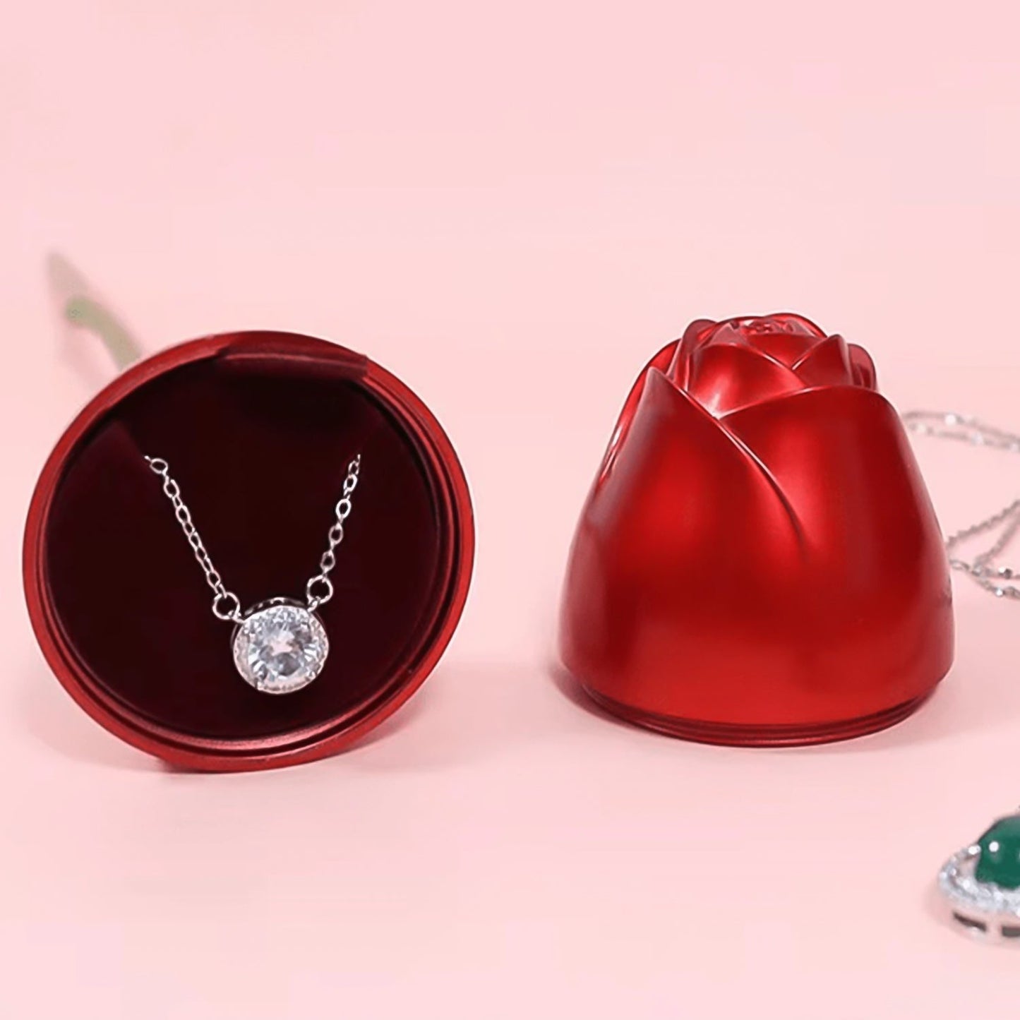 Metal Red Rose Couple Jewelry Box-Fancy Jewelry Box (1 Pc)