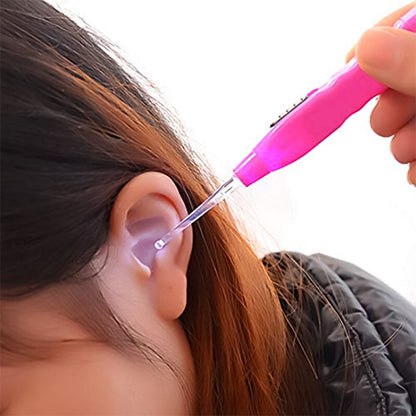 Pink LED Flashlight Earpick with Tweezer (1 Pc)