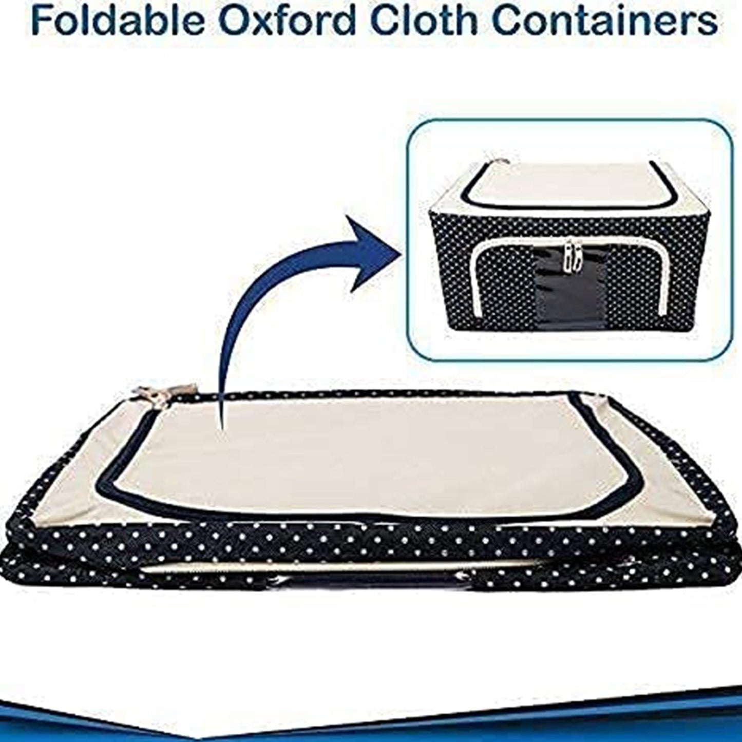 Foldable Steel Frame Clothes Living Storage Organizer Handled Bag 60cm X 43cm X 32cm