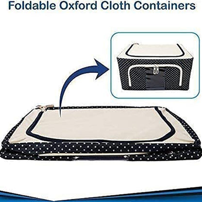 Foldable Steel Frame Clothes Living Storage Organizer Handled Bag 60cm X 43cm X 32cm