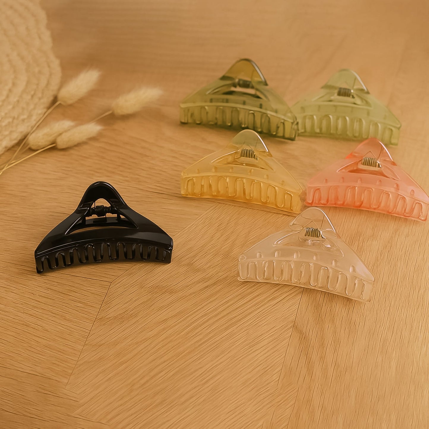 Triangle Shape Mix Color Plastic Hair Claw Clip – 1 Pc Durable Grip for Women and Girls