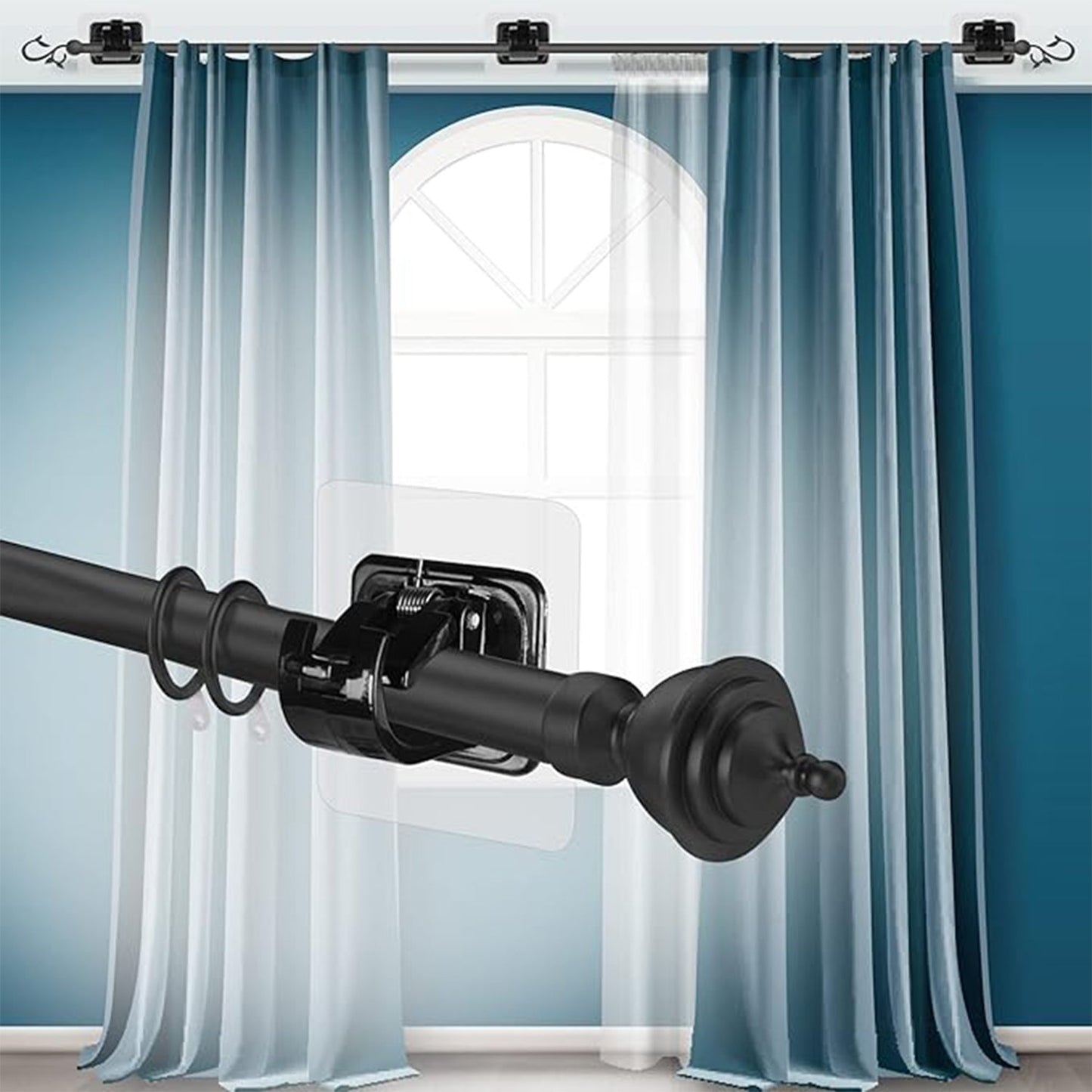 Heavy-Duty Wall-Mount Clip with Transparent Adhesive Base (2 Pc)