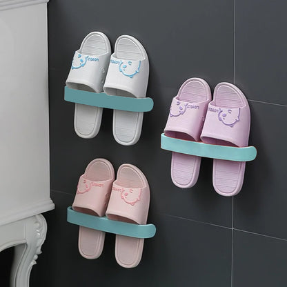 Bathroom Towel Slipper Hanging Rack Self Adhesive Wall Mounted (1 Pc)