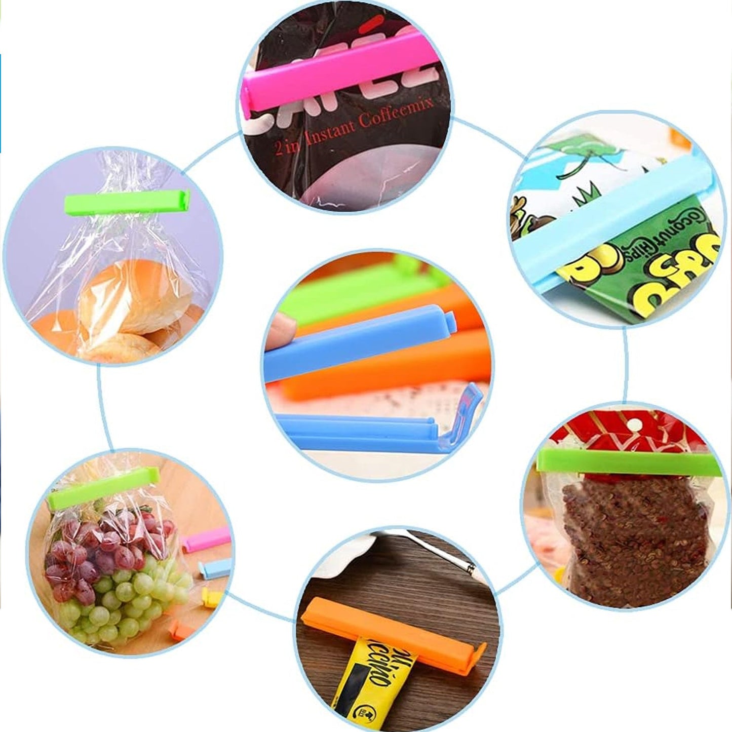 Food Bag Clip Sealer – Airtight Plastic Clips for Snacks, Kitchen & Camping (18 Pc Set)