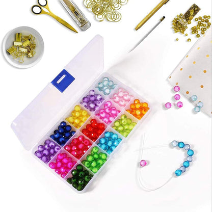 15-Grid Clear Plastic Jewelry Organizer Box with Dividers (1 Pc)