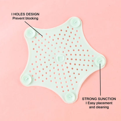 Mint Green Silicone Star Shaped Sink Filter Bathroom Hair Catcher Drain Strainers for Basin