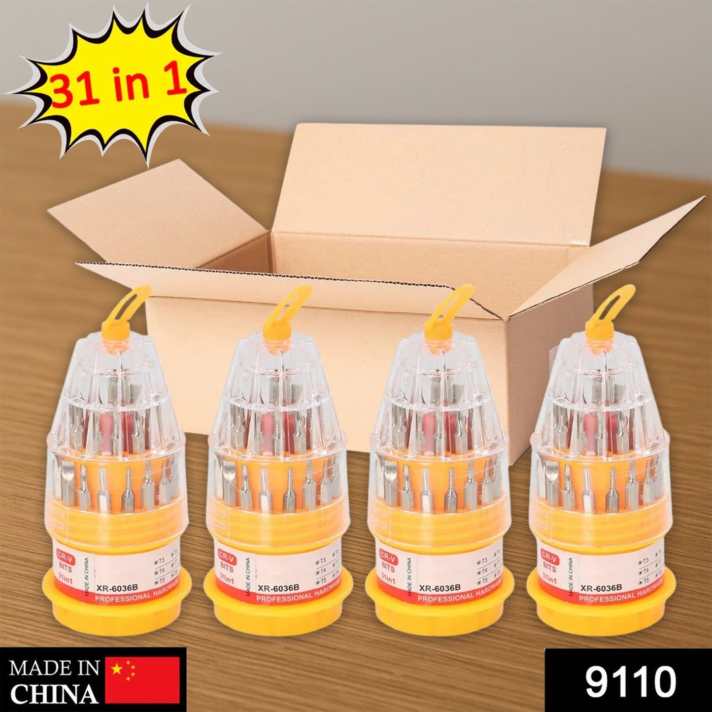 (SET OF 4PC) SCREWDRIVER SET, STEEL 31 IN 1 WITH 30 SCREWDRIVER BITS, PROFESSIONAL MAGNETIC DRIVER SET, B Grade