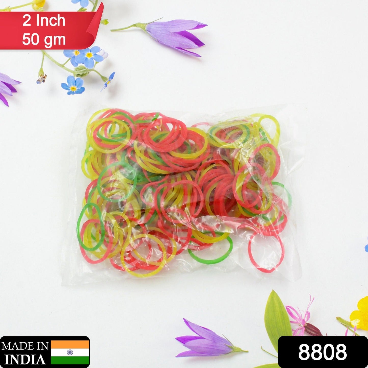 2-Inch Unbreakable Nylon Rubber Bands – Reusable Multicolor for Office, Home & School (50GM), Hair accessories