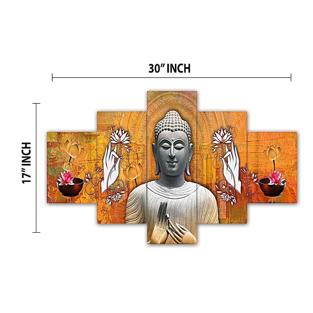 CRAFTOSEA Set of Five MDF Framed 3D Wall Painting for Home Decoration, Big Size Painting for Living Room, Bedroom (17x30 inches) WE 11