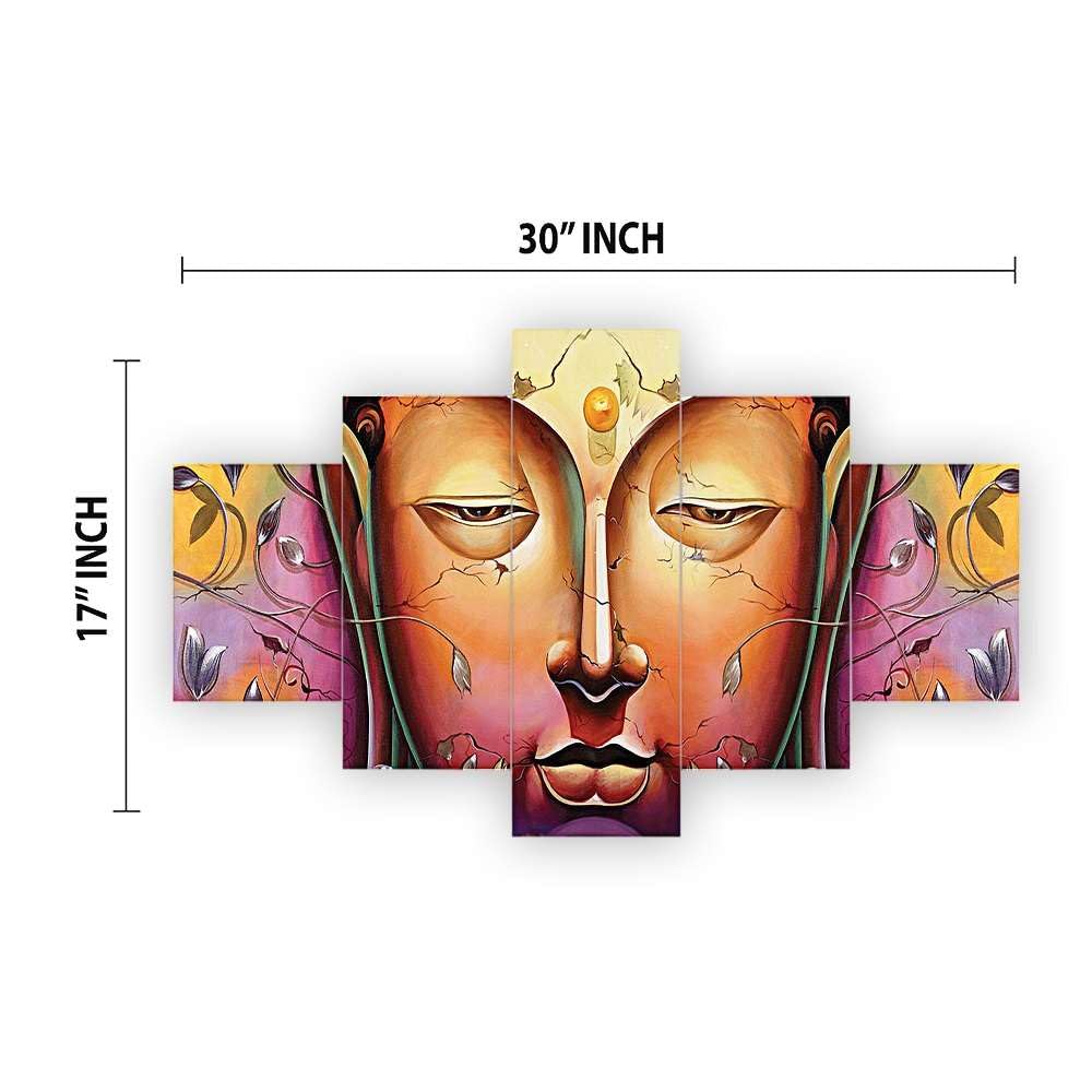CRAFTOSEA Set of Five MDF Framed 3D Wall Painting for Home Decoration, Big Size Painting for Living Room, Bedroom (17x30 inches) WE 7