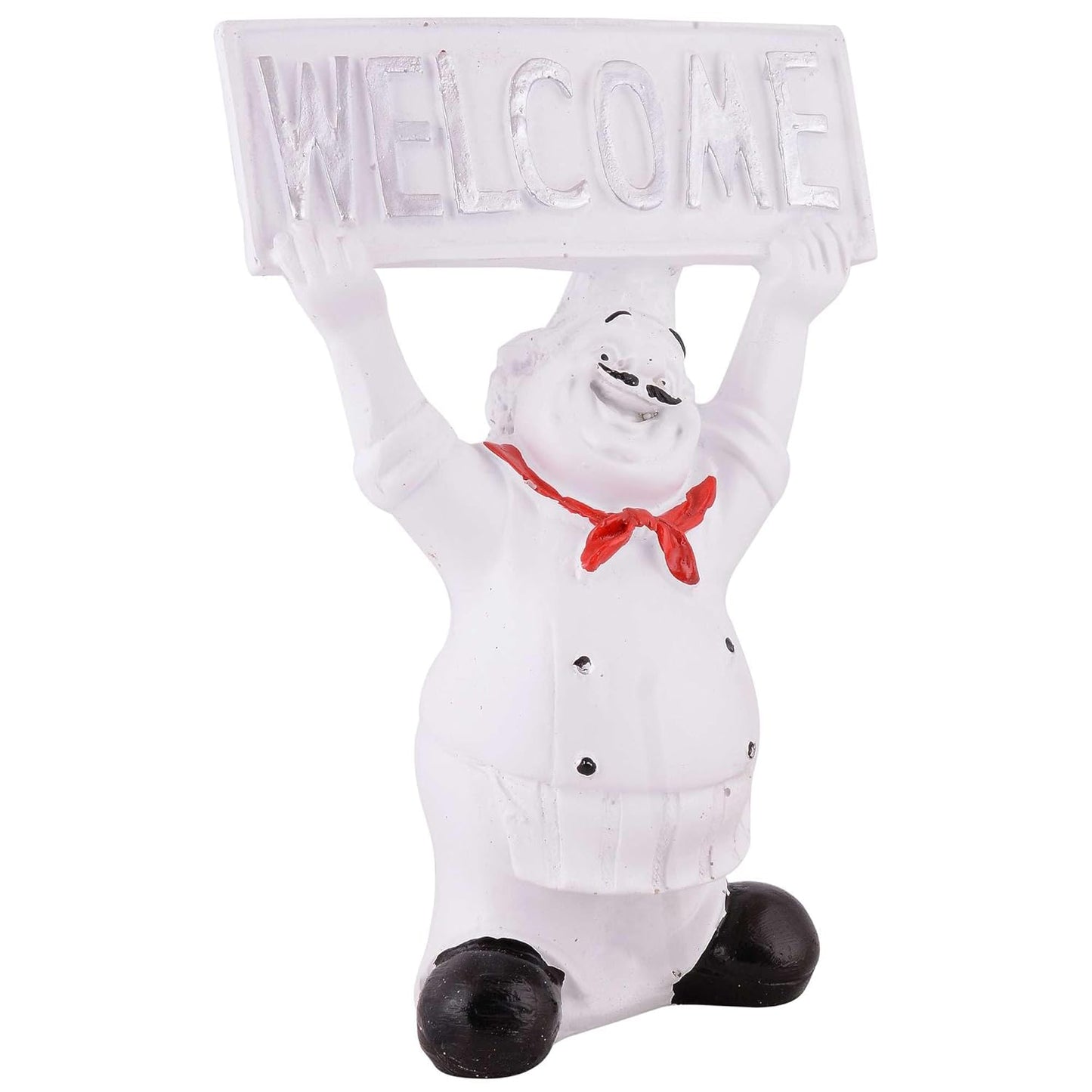 Resin showpiece Cute Chef Figurine Miniature Statue Ornaments Welcome Board Table Décor for Kitchen Decoration Items for Restaurant (Golden)