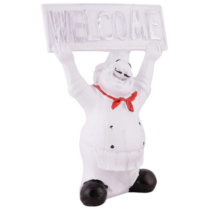 Resin showpiece Cute Chef Figurine Miniature Statue Ornaments Welcome Board Table Décor for Kitchen Decoration Items for Restaurant (Golden)