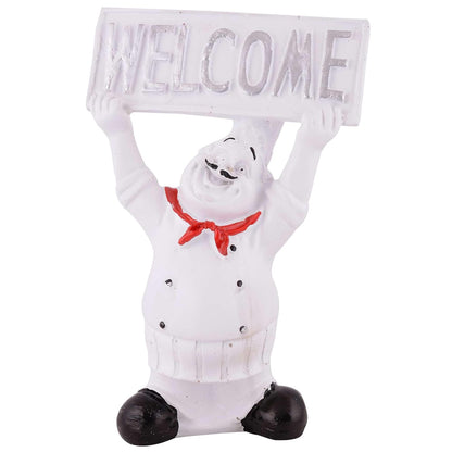 Resin showpiece Cute Chef Figurine Miniature Statue Ornaments Welcome Board Table Décor for Kitchen Decoration Items for Restaurant (Golden)