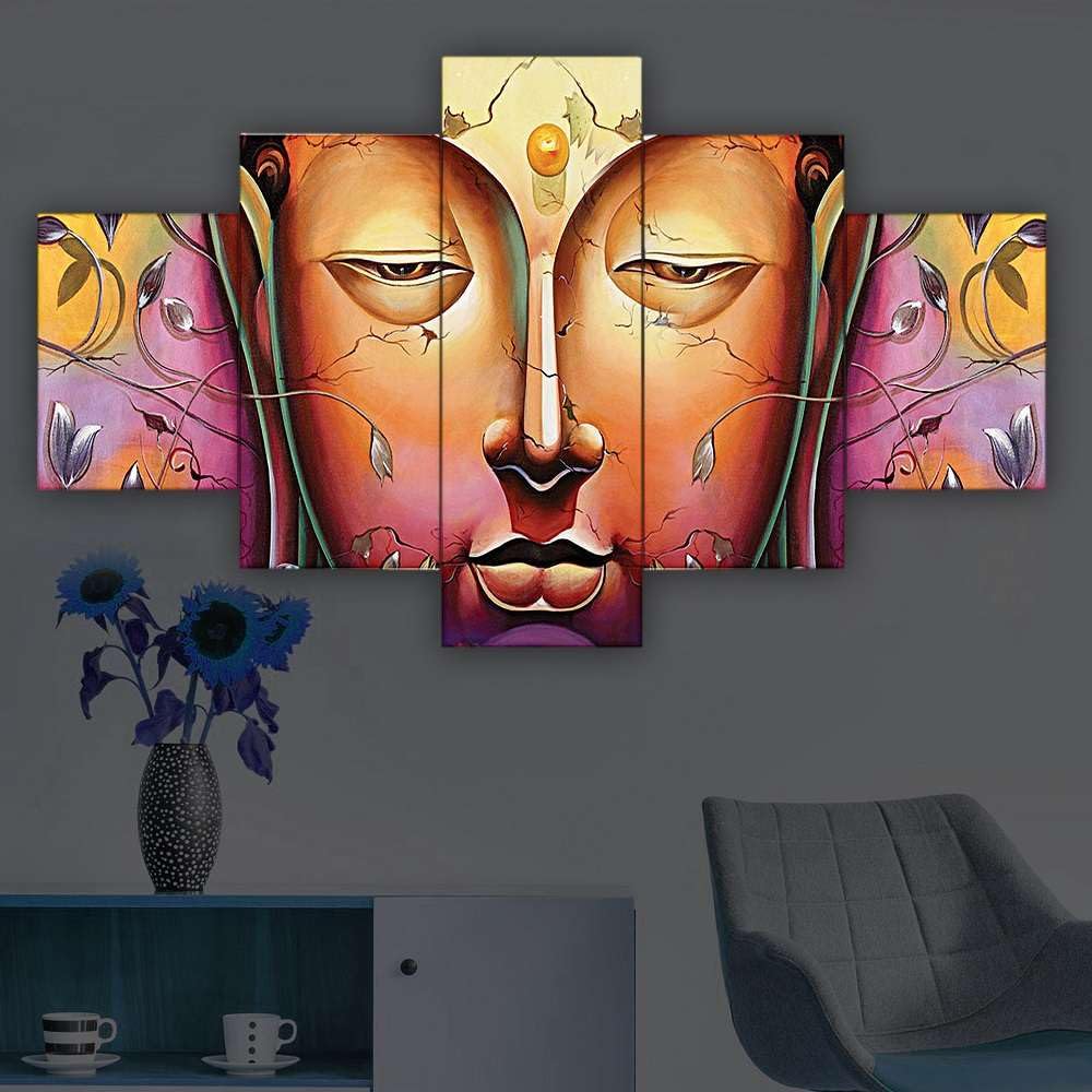 CRAFTOSEA Set of Five MDF Framed 3D Wall Painting for Home Decoration, Big Size Painting for Living Room, Bedroom (17x30 inches) WE 7