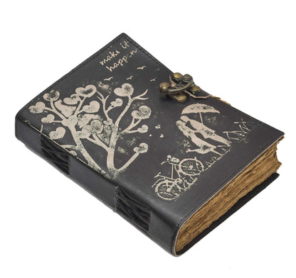 Genuine Leather Diary | Vintage Handmade Leather Journal | Premium Antique LOCK Closure | 200 Handmade Deckle Edge Antique Pages -21