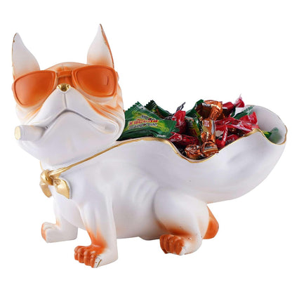 Decoration Cool Dog Showpiece with Plate for Home Decor Item | Kitchen,Bedroom,Office,Dinning Table Decorative Item (Black)