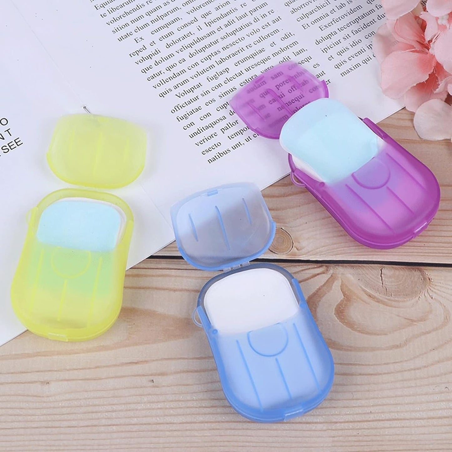 Compact & Portable Paper Soap Sheets – 20 Count Portable Mini Soap Flakes with Storage Box for Camping, Hiking, and Hand Washing