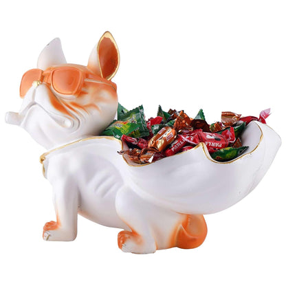 Decoration Cool Dog Showpiece with Plate for Home Decor Item | Kitchen,Bedroom,Office,Dinning Table Decorative Item (Black)