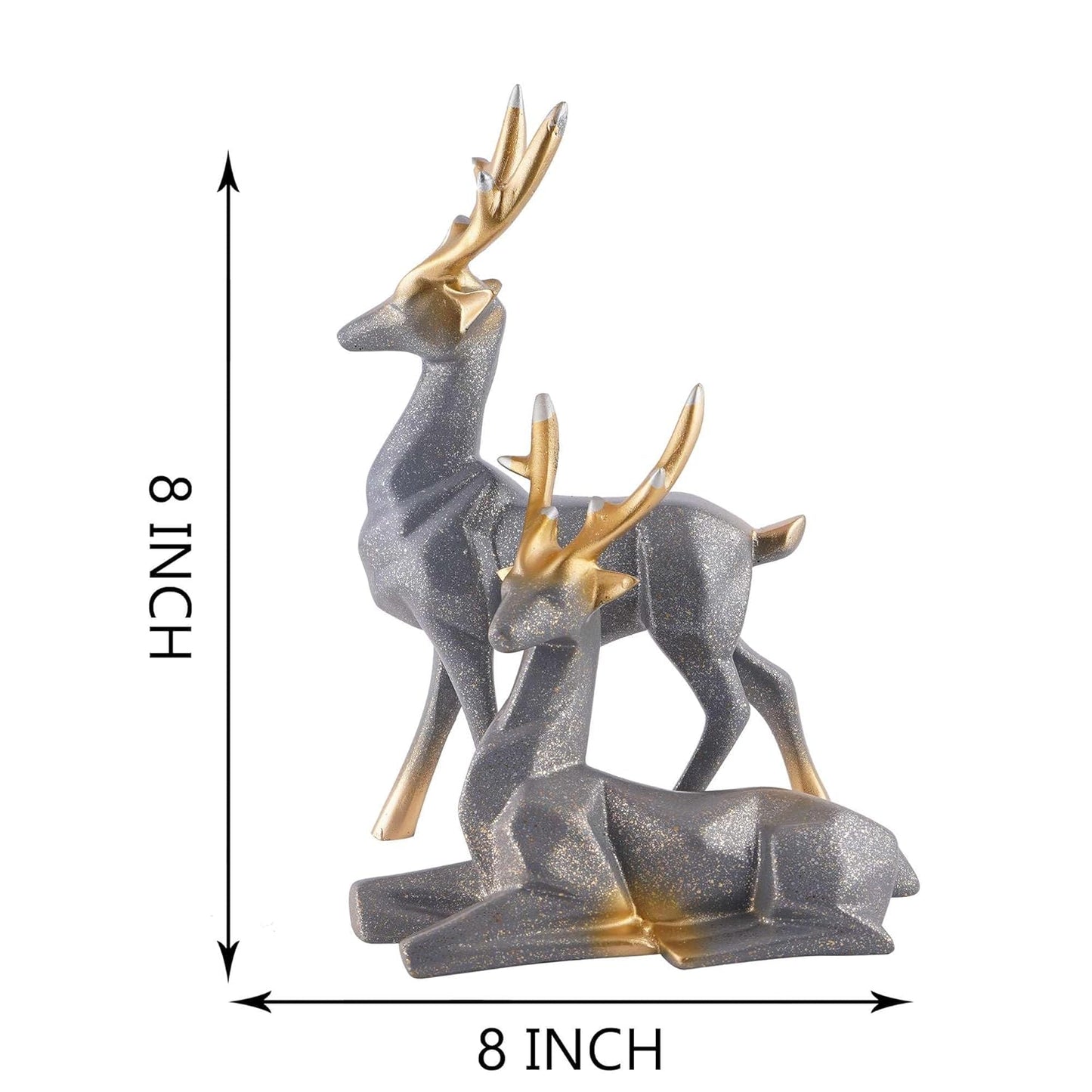 Polyresin Set of 2 Dear showpiece for Home Decoration Items Table Décor Living Room Gift Boxes for Weddings, Parties, Housewarming for Home and Office Use (Grey)