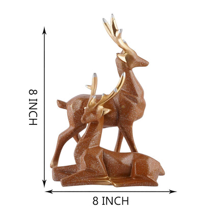 Polyresin Set of 2 Dear showpiece for Home Decoration Items Table Décor Living Room Gift Boxes for Weddings, Parties, Housewarming for Home and Office Use (Grey)