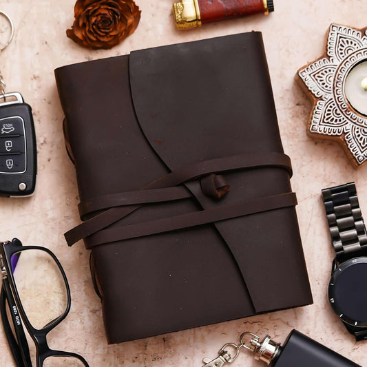 Vintage Handmade Genuine Leather Diary Journal | Premium Antique String Closure | 200 Handmade Unruled Pages DIARY-18
