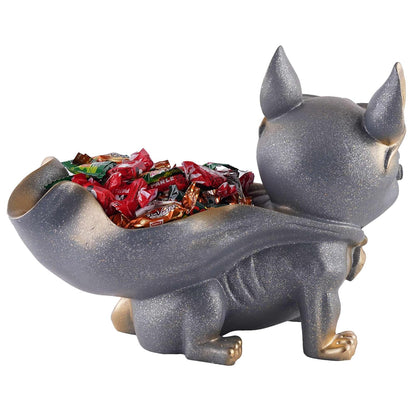 Decoration Cool Dog Showpiece with Plate for Home Decor Item | Kitchen,Bedroom,Office,Dinning Table Decorative Item (Black)