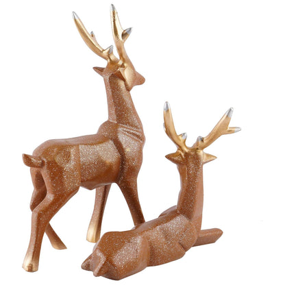 Polyresin Set of 2 Dear showpiece for Home Decoration Items Table Décor Living Room Gift Boxes for Weddings, Parties, Housewarming for Home and Office Use (Grey)