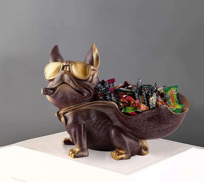 Decoration Cool Dog Showpiece with Plate for Home Decor Item | Kitchen,Bedroom,Office,Dinning Table Decorative Item (Black)