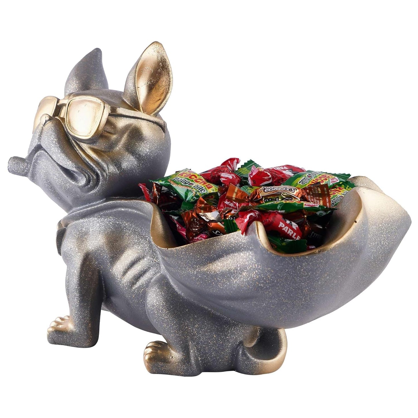 Decoration Cool Dog Showpiece with Plate for Home Decor Item | Kitchen,Bedroom,Office,Dinning Table Decorative Item (Black)