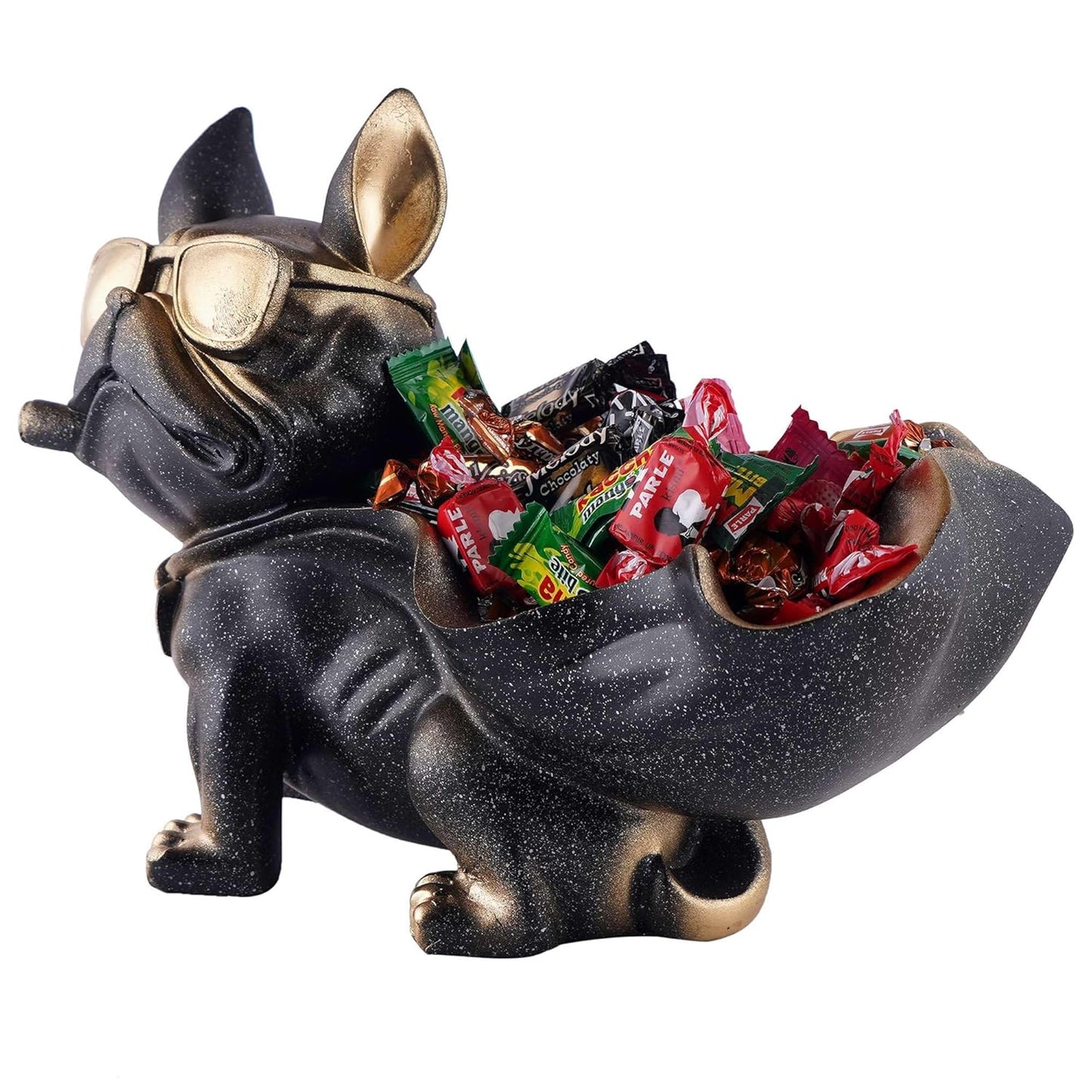 Decoration Cool Dog Showpiece with Plate for Home Decor Item | Kitchen,Bedroom,Office,Dinning Table Decorative Item (Black)