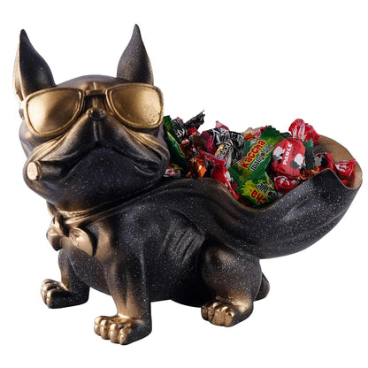 Decoration Cool Dog Showpiece with Plate for Home Decor Item | Kitchen,Bedroom,Office,Dinning Table Decorative Item (Black)