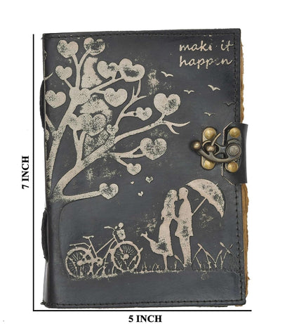 Genuine Leather Diary | Vintage Handmade Leather Journal | Premium Antique LOCK Closure | 200 Handmade Deckle Edge Antique Pages -21