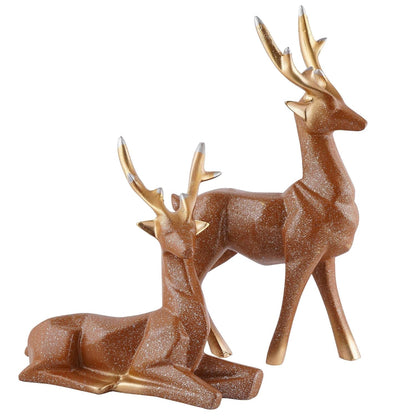 Polyresin Set of 2 Dear showpiece for Home Decoration Items Table Décor Living Room Gift Boxes for Weddings, Parties, Housewarming for Home and Office Use (Grey)