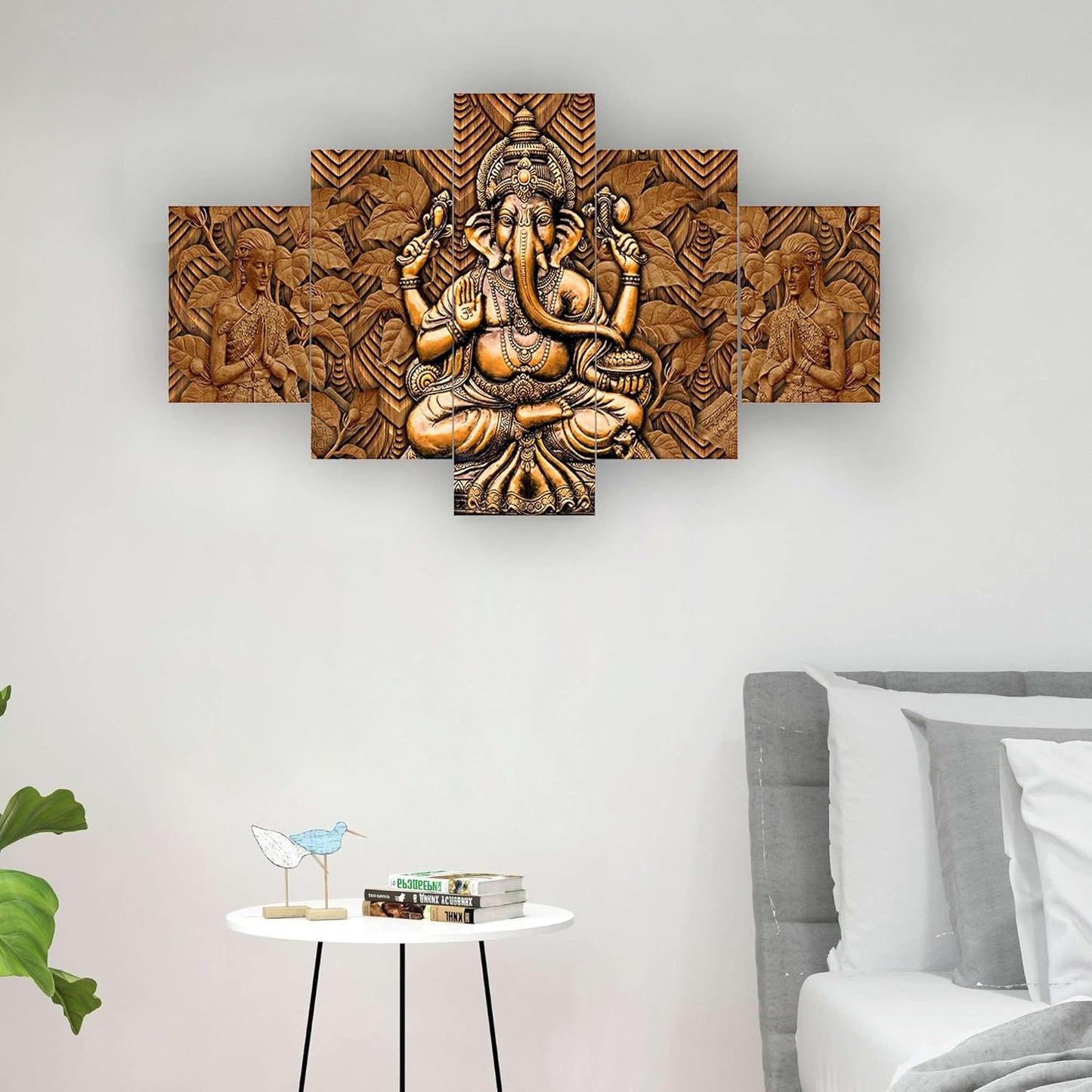 CRAFTOSEA Set of Five MDF Framed 3D Wall Painting for Home Decoration, Big Size Painting for Living Room, Bedroom (17x30 inches) WE 24