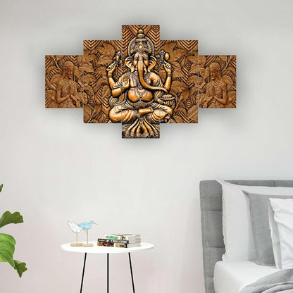 CRAFTOSEA Set of Five MDF Framed 3D Wall Painting for Home Decoration, Big Size Painting for Living Room, Bedroom (17x30 inches) WE 24