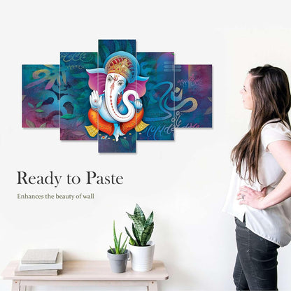 CRAFTOSEA Set of Five MDF Framed 3D Wall Painting for Home Decoration, Big Size Painting for Living Room, Bedroom (17x30 inches) WE 24