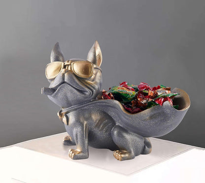 Decoration Cool Dog Showpiece with Plate for Home Decor Item | Kitchen,Bedroom,Office,Dinning Table Decorative Item (Black)