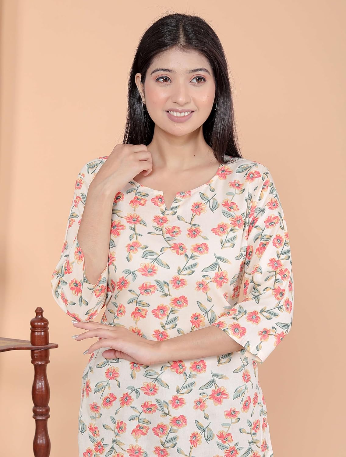 Women's Short Kurti Tops for Jeans | Stylish Rayon Kurta for Girls | Trendy Ethnic Short Kurta for Daily & Office Wear PR29 White