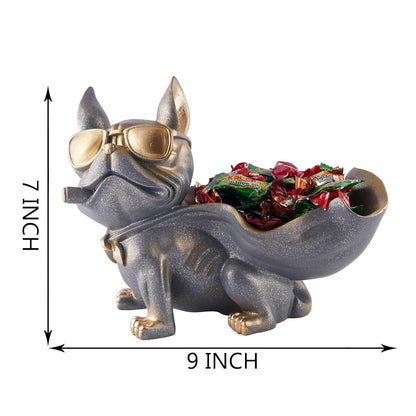 Decoration Cool Dog Showpiece with Plate for Home Decor Item | Kitchen,Bedroom,Office,Dinning Table Decorative Item (Black)