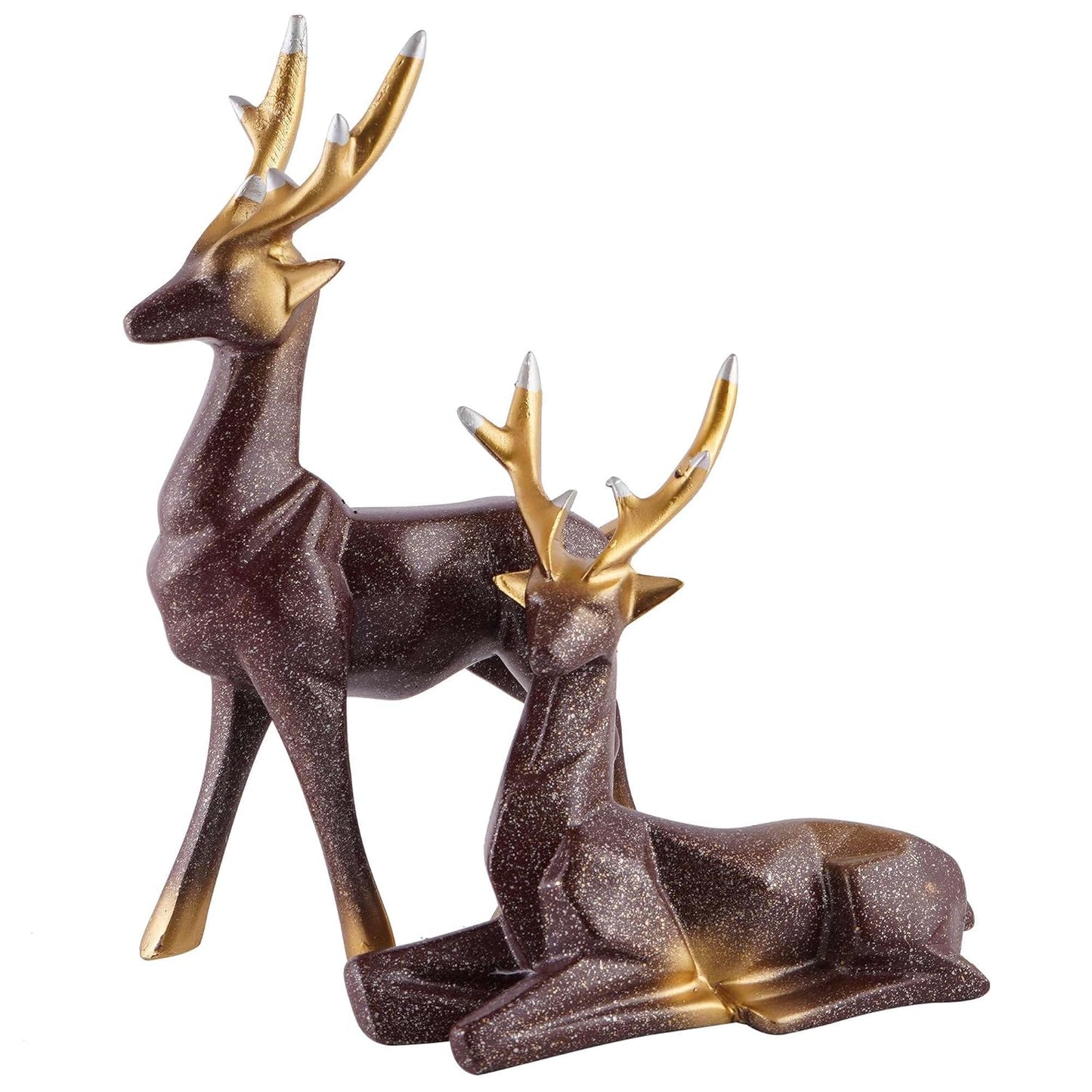 Polyresin Set of 2 Dear showpiece for Home Decoration Items Table Décor Living Room Gift Boxes for Weddings, Parties, Housewarming for Home and Office Use (Grey)