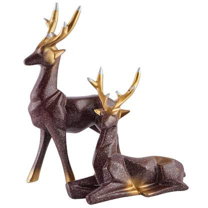 Polyresin Set of 2 Dear showpiece for Home Decoration Items Table Décor Living Room Gift Boxes for Weddings, Parties, Housewarming for Home and Office Use (Grey)