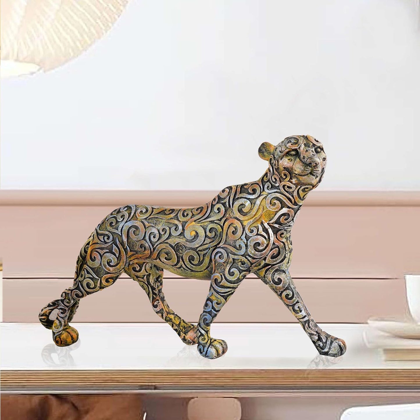 Panther Standing Position Animal Showpiece Antique Sculpture for Home Decor Showpiece Figurine -1