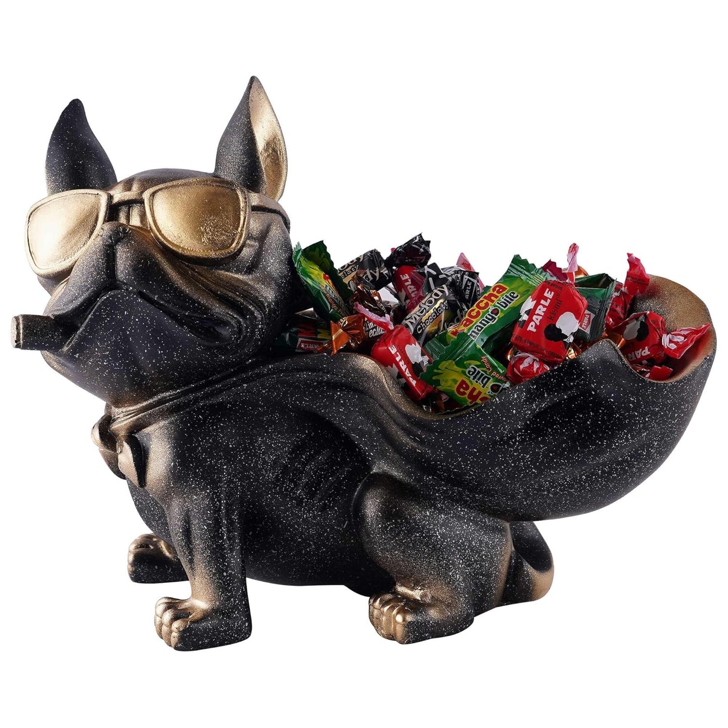 Decoration Cool Dog Showpiece with Plate for Home Decor Item | Kitchen,Bedroom,Office,Dinning Table Decorative Item (Black)
