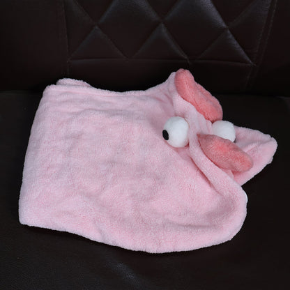 Soft Microfiber Cartoon Design Hair Drying Towel Wrap with Button Closure (1 Pc)