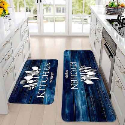 Kitchen Floor Mat Non-Slip Printed Runner Rugs (3 Pc)