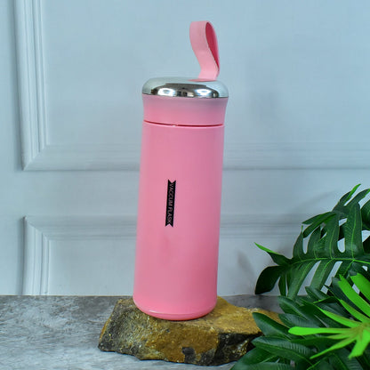 Water bottle 400ml leak proof, glass water bottle with daily water intake for gym and children, Nice Bottle (1 pc / Pink Color)