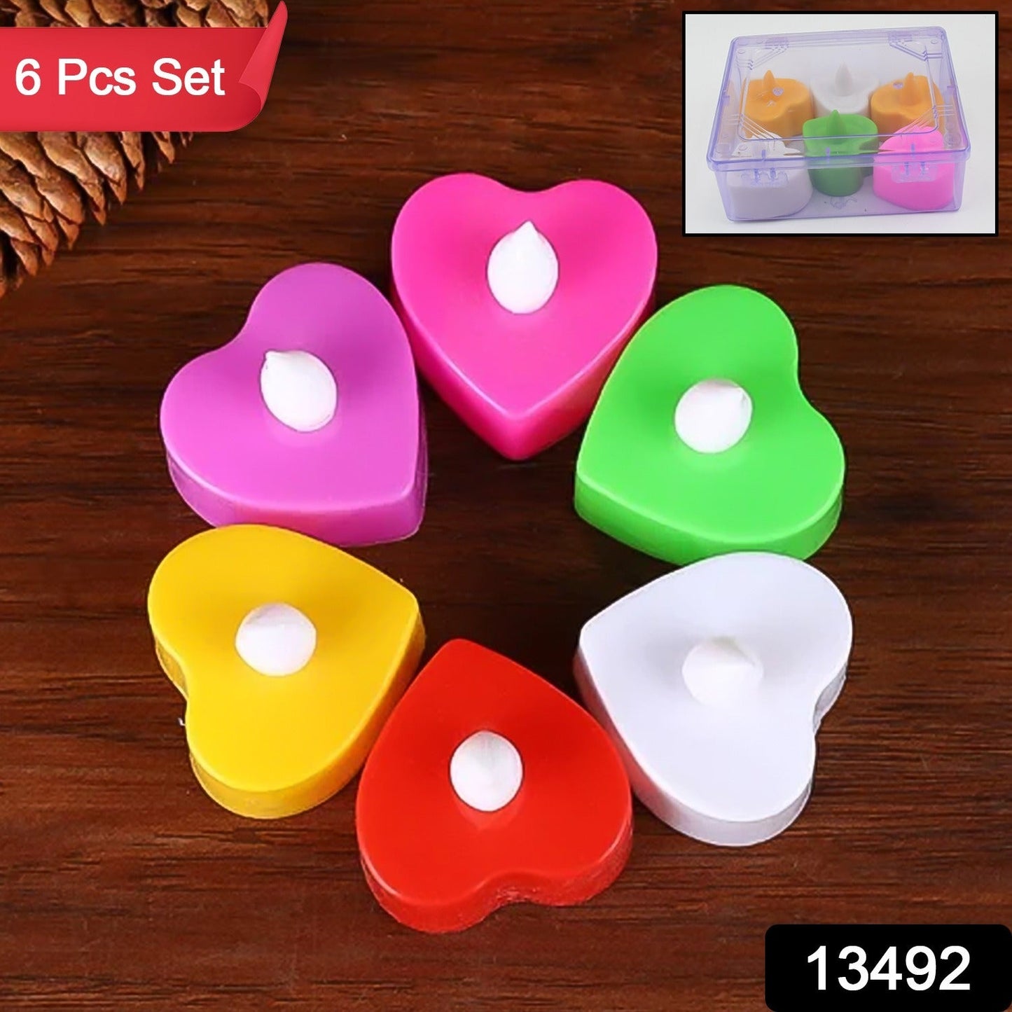 LED Tealights, Smokeless Plastic Decorative Candles, Diwali  (Pack Of 6 / Multicolor)